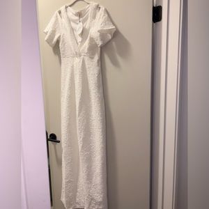 bridal shower white pearl sequin dress maxi off shoulder cutout evening gown